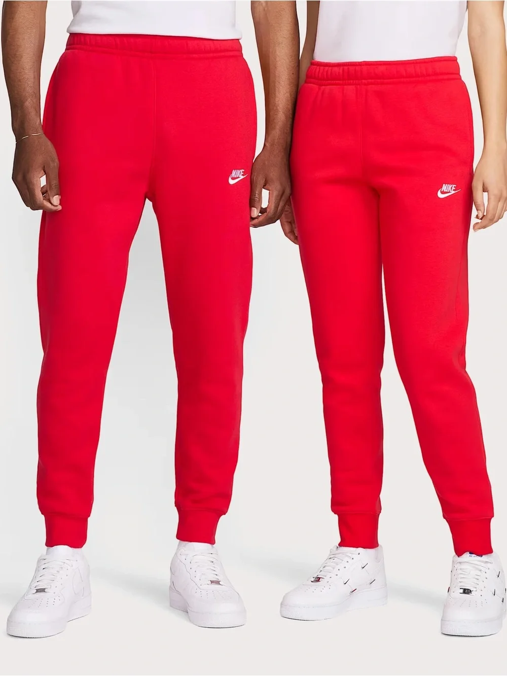 Nike Red Fleece Joggers with White Swoosh Logo
